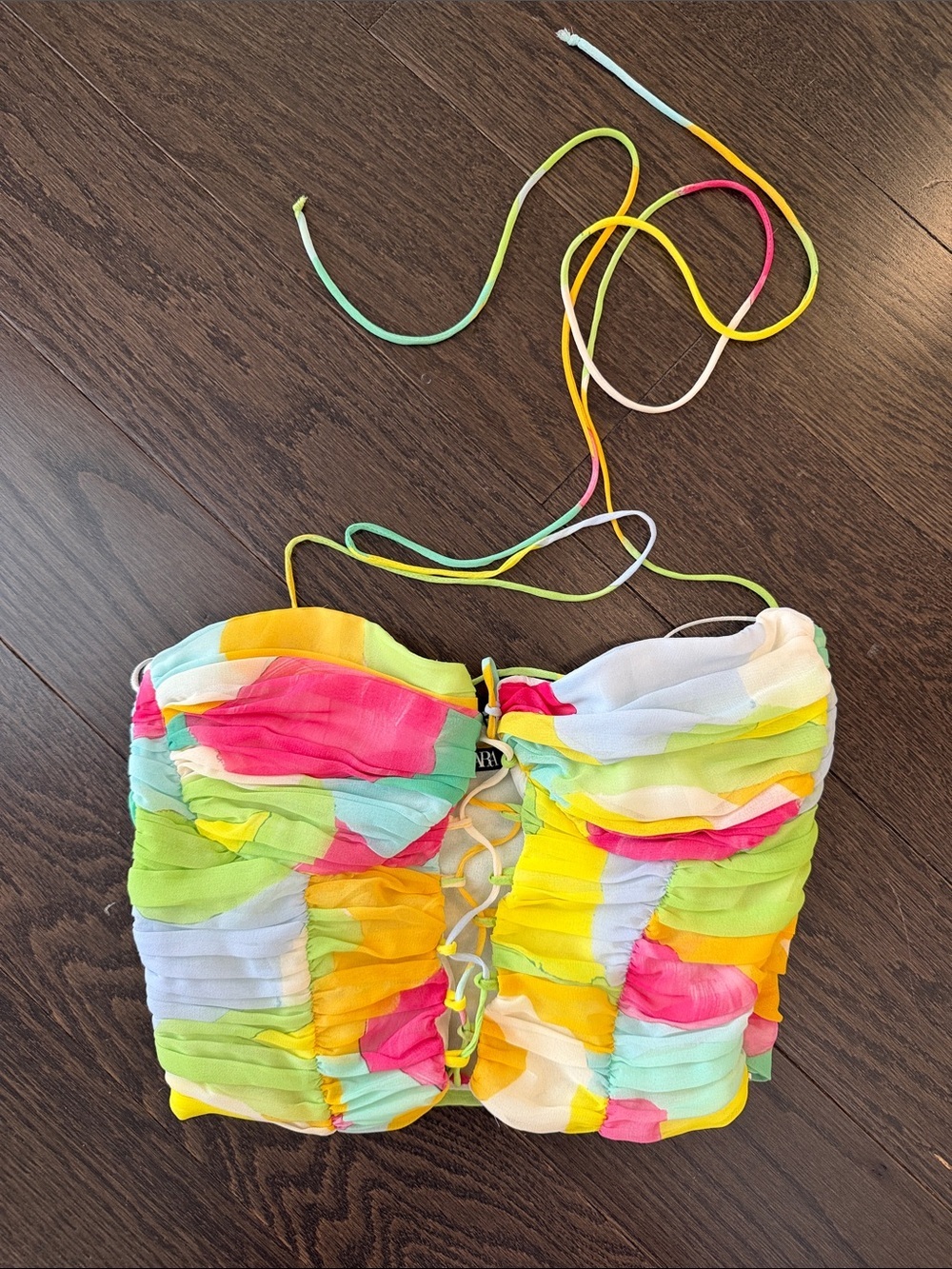 Zara Multicolor Lace-Up Bandeau Crop Top - Picture 4 of 5